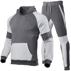 OEM Custom Side Striped Cotton Fleece Breathable Hoodie Jogger Sweatpants Set Sweatsuit Jogging Suit Stack Regular Fit Men - Product Image 2