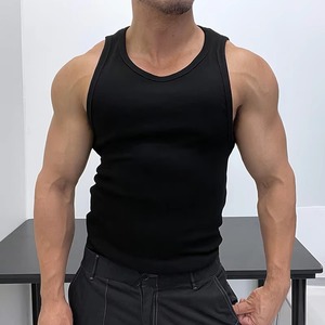 Débardeur d'entraînement sans manches pour homme, été, côtelé, respirant, en coton et fibre de bambou, fitness, stringer, anti-transpiration, sous-vêtement personnalisé - Product Image 2