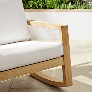 Fauteuil inclinable en velours avec cadre en bois de teck d'Indonésie pour meubles de patio et de jardin - Product Image 4