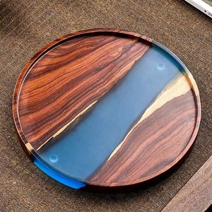 Plato para servir de resina y madera Natural de alta calidad, bandeja multiusos para aperitivos, frutas y exhibición decorativa, seguro para alimentos - Product Image 6