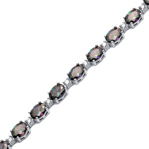 Pulsera de tenis con topacio místico de circonita cúbica de forma redonda, joyería fina artesanal al por mayor para mujer - Product Image 3