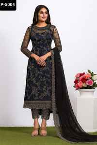 Traje de Salwar Kameez de tela de red de estilo indio y pakistaní con hermoso bordado Chaintich trabajo étnico vestido y Dupatta - Product Image 6