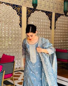 Designer <b>Indian</b> Salwar Kameez <b>Top</b> & Pent & Dupatta Modern Style Party Wear Wedding Dress All Seasons - Product Image 3