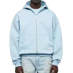 Custom Men's Zip up Hoodie High Quality 100% Cotton Oversized Heavy <b>Weight</b> Streetwear Knitted with Short Length <b>Blank</b> Zipper - Product Image 6