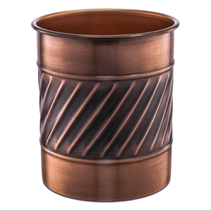 Wave Embossed Round Shape Metal Cutlery Holder in Wholesale Price - Product Image 1