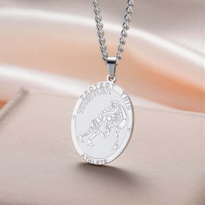 Pendentif de lutteur vintage plaqué or, argent sterling 925, pendentif de lutte sportif, collier, bijoux, cadeaux pour hommes et femmes - Product Image 1