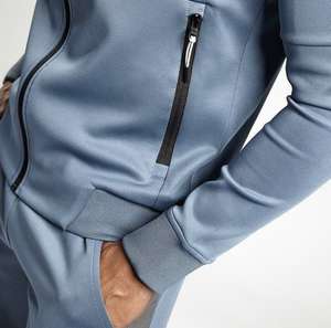 Moda Casual Ropa deportiva en blanco Cremallera Sudadera Traje Diseño personalizado Deportes Hombres Stand Collar Cremallera con capucha conjunto de chándal - Product Image 3