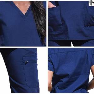 2025 coton tissé femmes à manches courtes infirmières hôpital gommages costume en gros soins infirmiers gommage ensembles y compris hauts et uniformes - Product Image 6