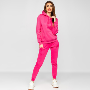 Ensemble de survêtement en molleton marron uni pour femmes, 2 pièces, avec sweat à capuche et pantalon - Product Image 4