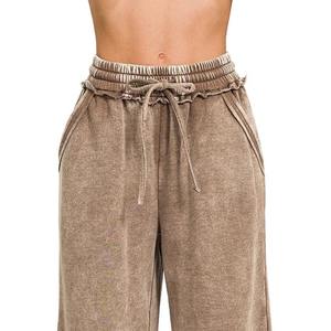 Pantalones de Chándal Anchos Casuales de Lona con Lavado Ácido y Cordón Ajustable, Estilo Vintage para Hombre, Venta Caliente OEM - Product Image 3