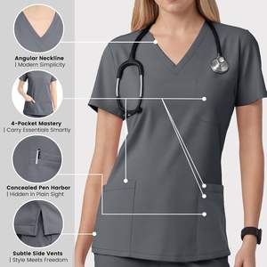 Moda Unisex Scrubs Uniformes Conjuntos Venta al por mayor Algodón Poliéster Jogger Pantalones Médicos Enfermeras Hospital Scrub Trajes - Product Image 6