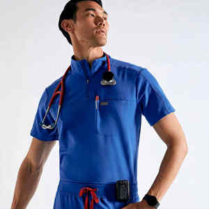 Conjuntos de uniformes Bestex Custom Mock Mens Neck Scrub Top Enfermera Medical Quarter Zip Tailored Fit Scrubs Conjuntos de uniformes Proveedor Uniforme con logotipo personalizado - Product Image 1