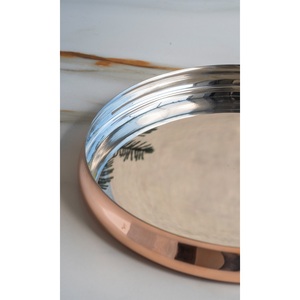 IndianArtVilla Pure Steel Copper Curved Plain Design Assiette de service pour la maison Hôtel & Restaurant Usage quotidien - Product Image 5