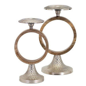 Ensemble de 2 bougeoirs de Noël de luxe en aluminium, design élégant à feuilles, écologique, fait main, style vintage pour la maison - Product Image 6