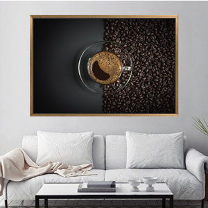 Modern Large Printed Canvas <b>Art</b>: Elegant Coffee <b>Bar</b> Decor,1P:Gold Framed - Product Image 1