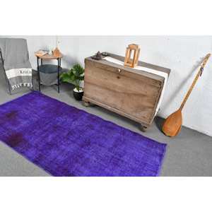Tapis Turc Vintage Moderne 3.4 X 7.2ft Violet Classique Grande Surface Rectangle Couloir Motif Laine Seagrass Matériel Latex Tapis de Chambre - Product Image 5