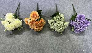 باقات زهور اصطناعية يدوية الصنع من الحرير البرغندي، زهور قرنفل واقعية بلون الخريف المحروق للتخرج وعيد الميلاد والسنة الصينية الجديدة ZR1455 - Product Image 6