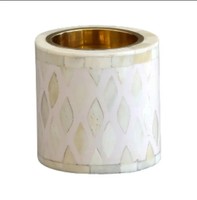 Brûleur d'encens en os incrusté, fait main, support aromatique en coquillage, garniture or blanc, motif géométrique, utilisation toutes saisons