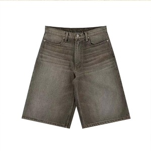 Shorts cargo amples en jean respirant pour homme, style streetwear, avec cordon de serrage, couleur unie, échantillon de fabricant OEM personnalisé - Product Image 1