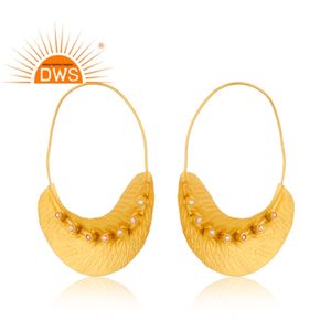 Latest Trending Sterling Silver 18K <b>Gold</b> Plated Natural Pearl <b>Set</b> Chandbali Earring Demi Fine Jewelry Manufacturer - Product Image 2