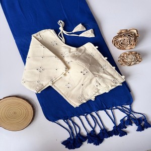 Blusa Sari de Algodón Khadi Premium VASTRA COTTAGE, Bordado Intenso, Algodón Aura, Acolchada, Talla Ajustable, con Forro de Algodón Puro - Product Image 6