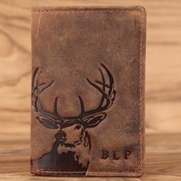 Dompet Pria Kulit Asli Berkualitas Premium Buatan Tangan Mewah Desain Lipat Gaya Patriotik Logo Warna Kustom Bentuk Persegi Panjang