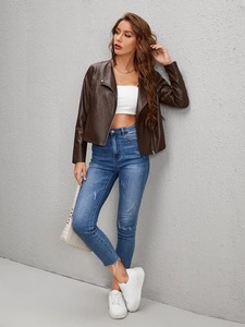 แจ็กเก็ตหนังแท้ของผู้หญิงคุณภาพสูงสั่งทำได้ชุดลำลองผ้าลูกฟูกมีคุณสมบัติระบายอากาศโลโก้ฤดูหนาว - Product Image 5