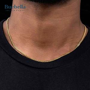 Venta caliente 925 Plata y 14K chapado en oro 3mm Moissanite cadena de eslabones cubanos para hombres Premium 14K chapado en oro 3mm Moissanite collar - Product Image 2