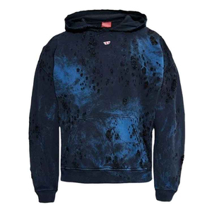 Sudadera con Capucha de Alta Calidad, 100% Algodón, Estilo Francés, Vintage, Lavado Ácido, Estampado con Flecos, Diseño Oversize, Otoño - Product Image 1