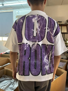 Camisetas Personalizadas de Algodón 100% Tejido, Estilo Holgado, Corte Recto, Estampado, Dobladillo sin Rematar, Hombros Caídos para Hombre, GSM 250 - Product Image 3