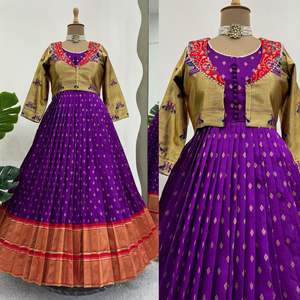 ผ้าไหม jequrd ที่สง่างามชุดบนผืนผ้าใบ PATA และหรูหราไมโครภายในควบคู่กับ Koti เย็บอย่างเต็มที่ในขายส่ง - Product Image 5