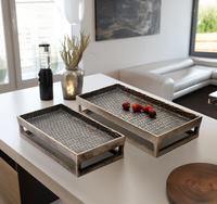 Plateau de service décoratif vintage en métal aluminium pour taille personnalisée et en forme de prix bon marché avec produit Offre Spéciale fait main