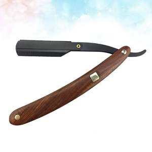 มีดโกนหนวดใบมีดสแตนเลสใบมีดเดี่ยวสำหรับร้านตัดผมพร้อมด้วยด้ามจับไม้สามารถพับเก็บได้ด้วยมือ - Product Image 3