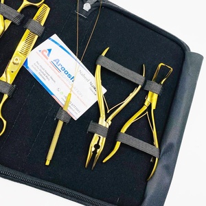 Kit de pinces pour extensions de cheveux en plaqué or, ciseaux de barbier en acier inoxydable, boucle de traction pour bande de cheveux humains - Product Image 6