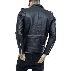 Chaqueta de Cuero Genuino de Vaca Negra para Motociclista, Estilo Rocker Retro - Product Image 2