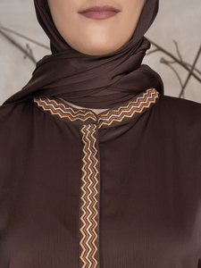 Vestido musulmán Abaya fabricante OEM ODM personalizar ropa islámica 100% tela de poliéster bordado manga larga Abaya - Product Image 3