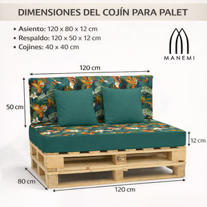 Ensemble de 4 coussins de palettes d'extérieur en tissu durable 120x80 et 120x50 cm pour canapé de jardin, 12 cm d'épaisseur, housse amovible, mobilier de patio - Product Image 3