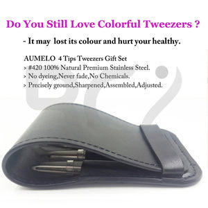 Lot de 4 pinces à épiler en acier inoxydable avec étui de voyage pour l'élimination des poils incarnés - Prix de gros 2026 - Product Image 6