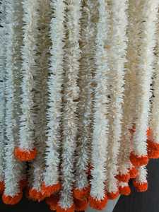 ดอกมะลิสีขาวพร้อมดอกดาวเรืองสีส้มสำหรับตกแต่งเพดานของอินเดียใต้ของตกแต่งงานแต่งงานมาลัยตกแต่งบ้านให้ความอบอุ่น - Product Image 3