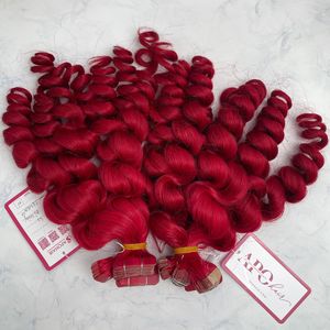 Extensión de cabello ondulado de cuerpo de cabello humano vietnamita alineado con cutícula cinta doble dibujada en extensión de cabello - Product Image 2