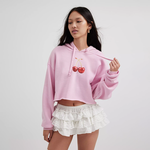 Sweat à capuche à manches courtes pour femmes T Girls Autumn Thin Hooded Crop Top Hoodies pour femmes - Product Image 2