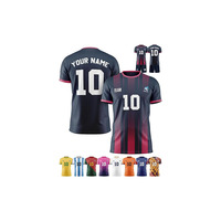 Maillot de football personnalisé pour homme, équipe 10, impression sublimée, polyester à séchage rapide, col rond, manches courtes, color block, vêtements pour adultes