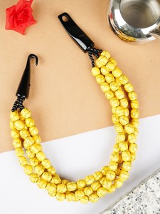Meilleure vente collier de perles de résine jaune multi-brins gros bijoux faits à la main collier de déclaration tribal boho pour femmes et filles - Product Image 6