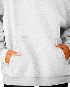 Light Grey Pullover Hoodie <b>Womens</b> Oversized Warm <b>Fleece</b> Sweatshirt With Hood Casual Winter Wear Soft Fabric Kangaroo Pocket - Product Image 5