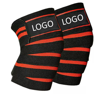 Protège-genou de gymnastique de haute qualité avec logo personnalisé enveloppes de genou de fitness respirantes avec sangles réglables en caoutchouc de coton Powerlifting - Product Image 5