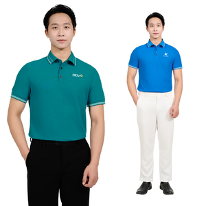 เสื้อยืดผู้ชายแบบกำหนดเอง 210gsm ผ้าฝ้าย 65% โพลีเอสเตอร์ 35% ตัดสีที่ไหล่และแขน แห้งเร็ว สไตล์โปโลแบบยูนิฟอร์ม - Product Image 1