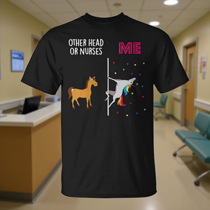 T-shirt Head Or Nurse Unicorn Others You nera unisex per adulti taglia M L XL XXL - Product Image 3