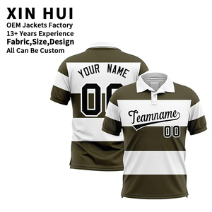 เสื้อเจอร์ซีย์กีฬาลายทางสีเขียวมะกอกปักชื่อทีม  สำหรับผู้ชาย  สไตล์สตรีทแวร์ลำลอง  แขนสั้น  เสื้อผ้ากีฬาสำหรับฤดูใบไม้ร่วง - Product Image 1