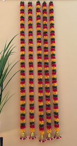 Handmade Flower Fabric Garlands Pooja Room Decor Hanging Set Wedding Backdrops Hangings Fabric Latkan Diwali Toran Mayoon Decor - Product Image 5