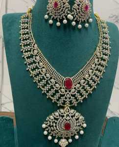 Gran oferta, diseño de joyería chapado en oro de 18 quilates, Kundan Artificial indio, diamantes de imitación nupciales, bodas y fiestas, collares, conjuntos de joyas - Product Image 2